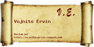 Vojnits Ervin névjegykártya
